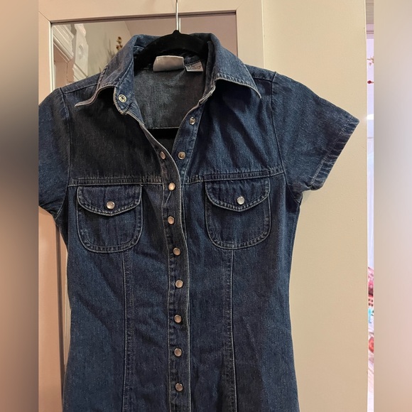 Vintage denim mini dress, size 0 - Picture 2 of 4